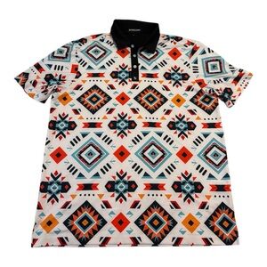 BYRDGANG Men's Size L Geometric Print Polo Shirt